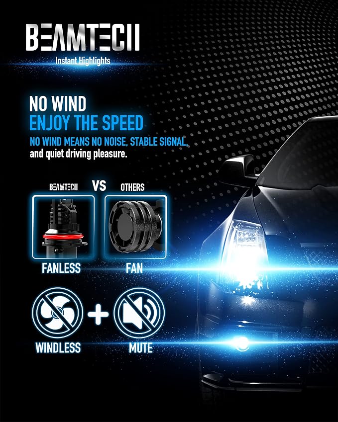 BEAMTECH Bulb, 9007 Fog Light Bulbs Powersports Light Bulb Fanless in Line - Image 3