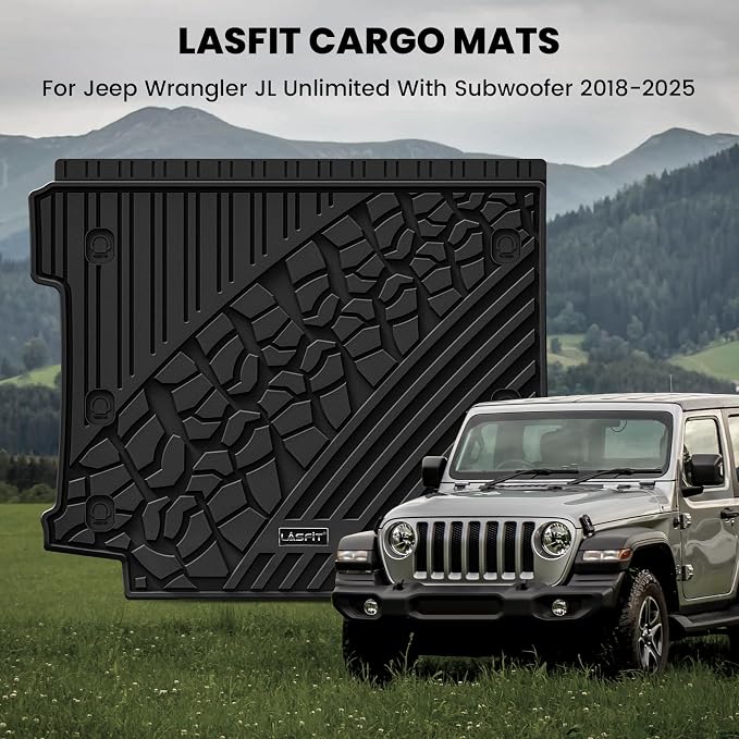 LASFIT Trunk Mat for Jeep Wrangler JL 2018-2025 4 Door Gas Type - Image 3