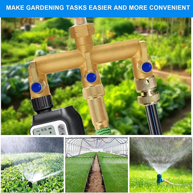 Brass Garden Hose Splitter, 3 Way Hose Splitter, Outdoor Hose Splitter - Image 6