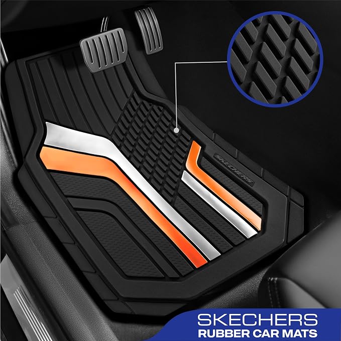 Skechers Heavy Duty Rubber Car Floor Mats, Dual Color Design Floor Mats - Image 2