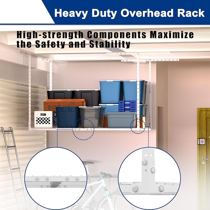 GIOTORENT 3x4FT Heavy Duty Overhead Garage Storage Rack - Image 4