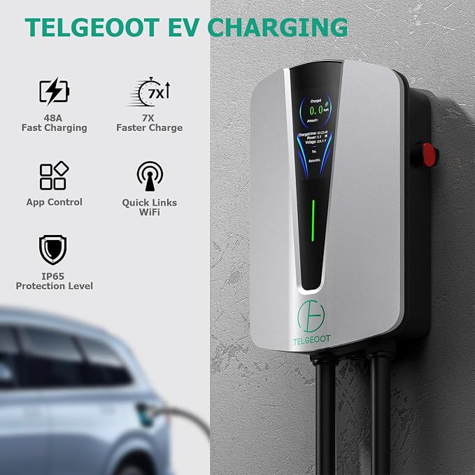 Level 2 EV Charger 48Amp, Indoor/Outdoor Electric Car Charger EVSE SAE J1772 - Image 3