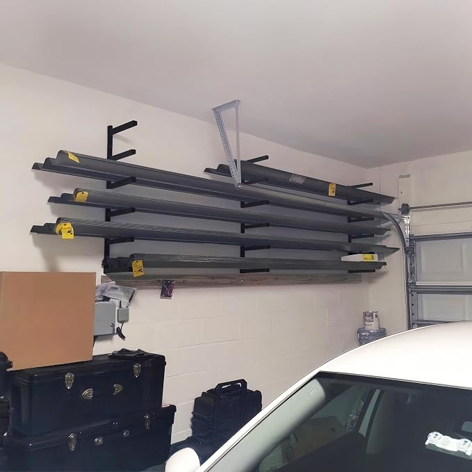 Wood Storage Racks with 3 Level, Garage Organizer Lumber Storage Rack Wall - Image 4