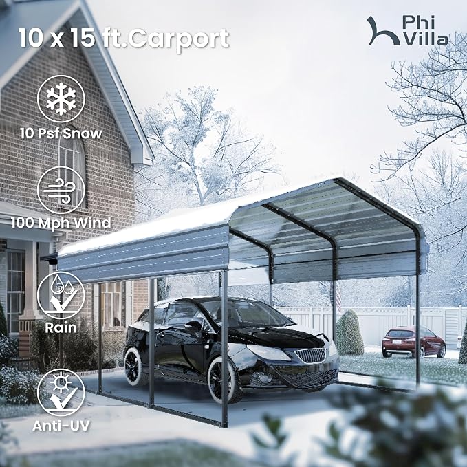 PHI VILLA 10 x 15 ft Heavy Duty Carport - Image 9