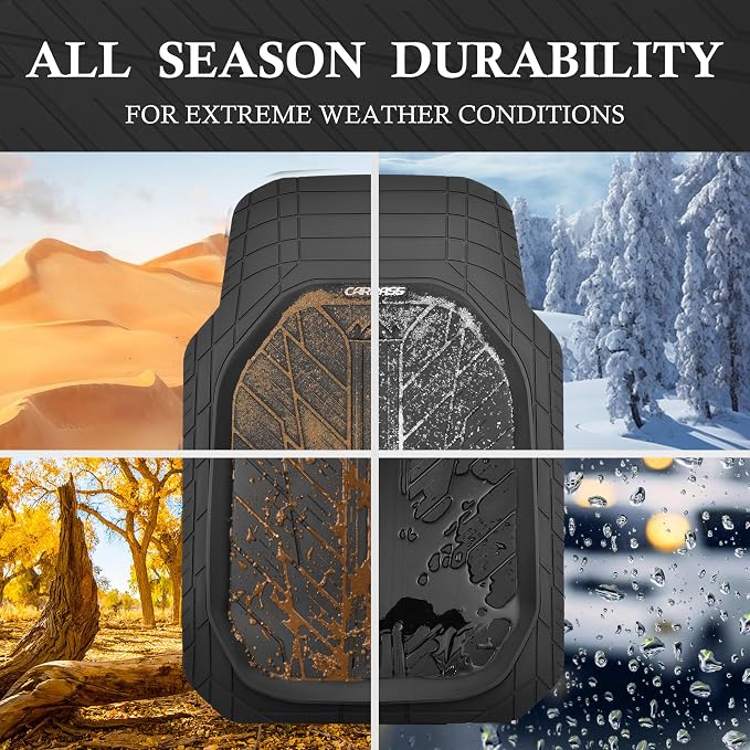 CAR PASS DeepDish Heavy Duty Rubber Floor Mats 3-Piece, Universal M-XL Size - Image 3
