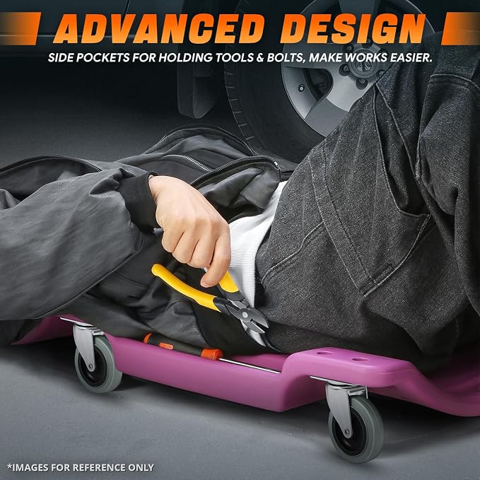 DNA MOTORING 40" L X 19" W Vehicle Repair Low Profile Plastic Rolling Garage - Image 4