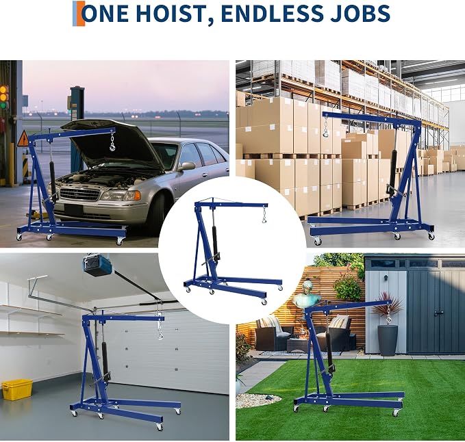 Engine Hoist Cherry Picker, 2 Ton Folding Hydraulic Engine Hoist - Image 9