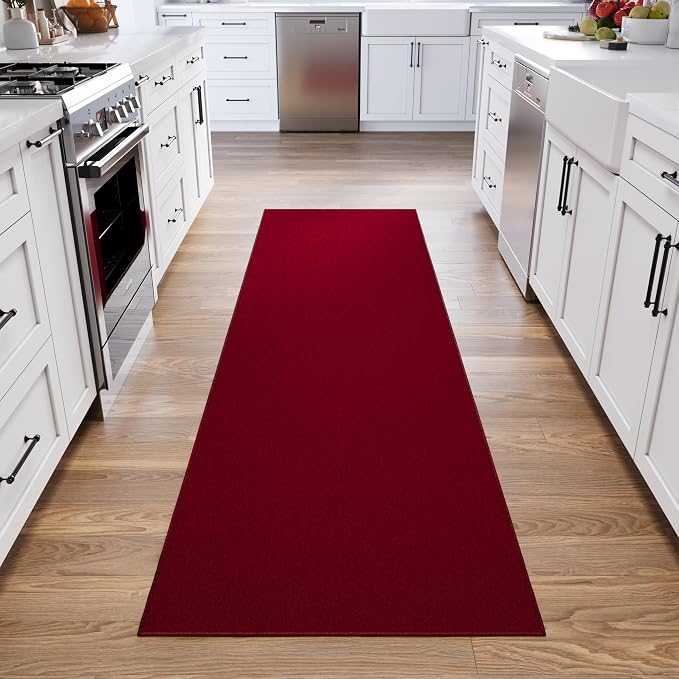 Ottomanson Hallway Runner Rug 1'10" x 12' Non Slip Solid Area Rugs Easy to - Image 9