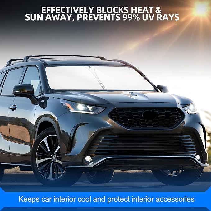 Windshield Sun Shade for Toyo-ta Highlander 2020-2025 2026 Foldable Sunshade - Image 7