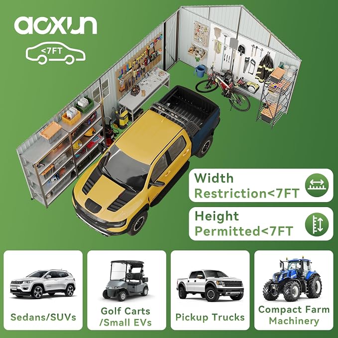 Aoxun 12x20x9.3 FT Shed Outdoor Metal Garage Shed 1700 CUFT Extra Large Storage - Image 4