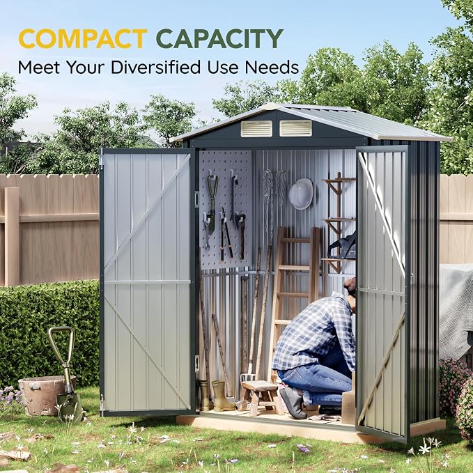 Breezz 5x3FT Vertical Outdoor Steel Storage Shed - Image 5