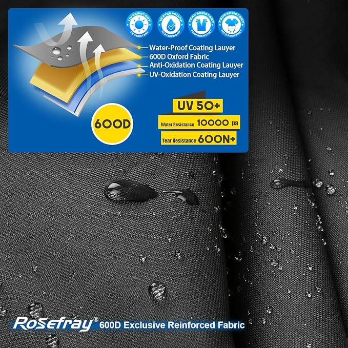 Rosefray Motorcycle Cover 600D Heavy Duty All Season Universal Weather - Image 2
