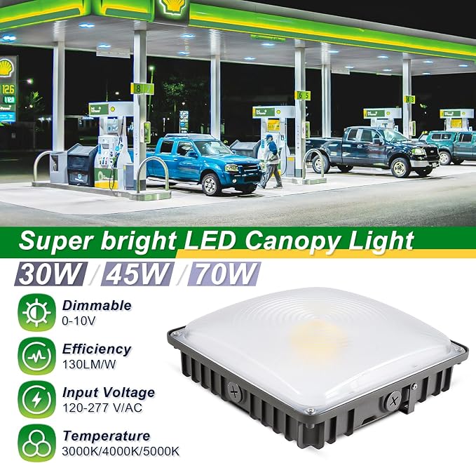 70W/45W/30W Power Selectable LED Canopy Garage Light - Image 2
