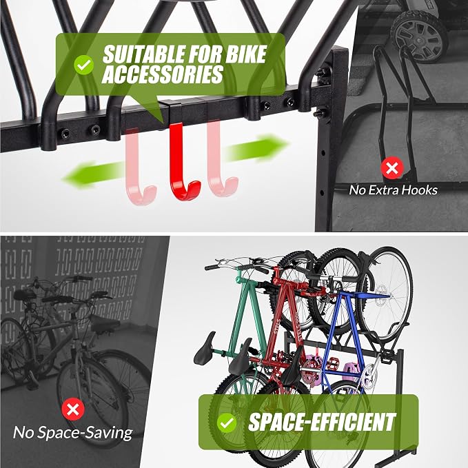 3 Bikes Floor Stand, Adjustable Bicycle Parking Rack - Image 6