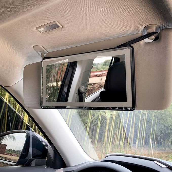 Car Visor Vanity Mirror with Rechargeable LED Lights, 3 Light Modes & Dimmable - Image 2