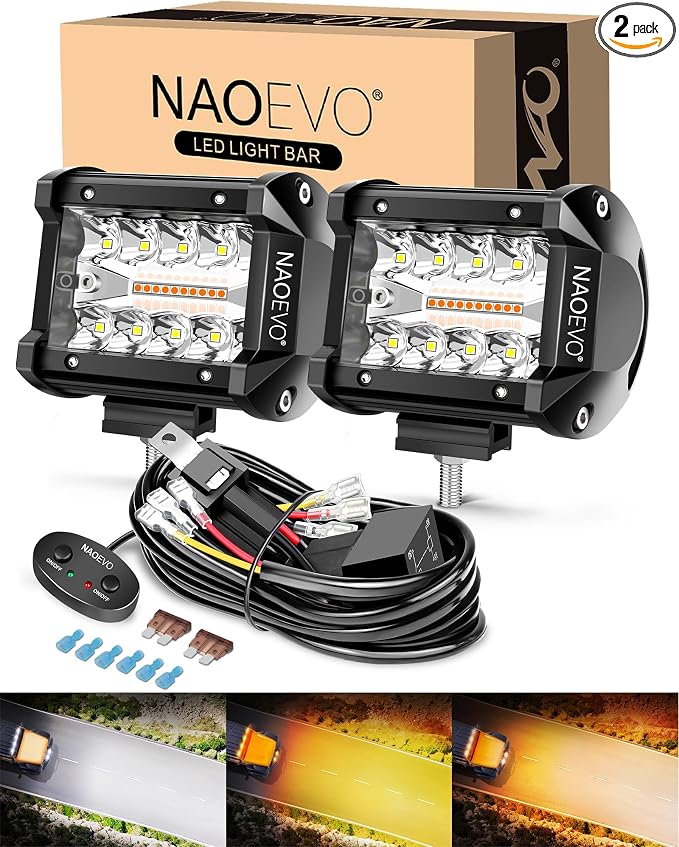 NAOEVO 4 Inch LED Pod Lights, Spot Flood LED Fog/Driving/Off Road Lights by NAOEVO