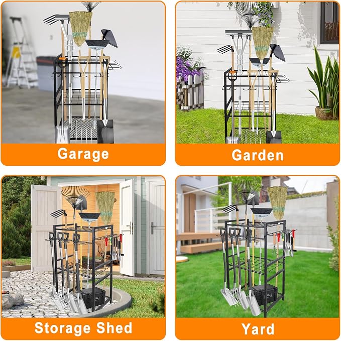 3 Tier Garden Tool Organizer, Yard Tool Tower Rack, Tool organizer up to 78 - Image 7
