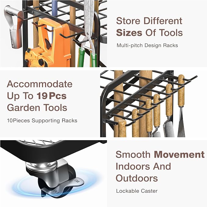 Garden Tool Organizer Outdoor Garage and Shed Tool Storage Yard Tool Holder and - Image 3