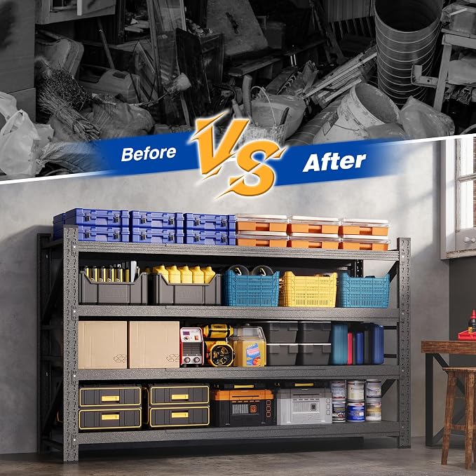 68" W Storage Shelves 8000lbs Garage Metal Shelving Heavy Duty Garage Shelves - Image 5