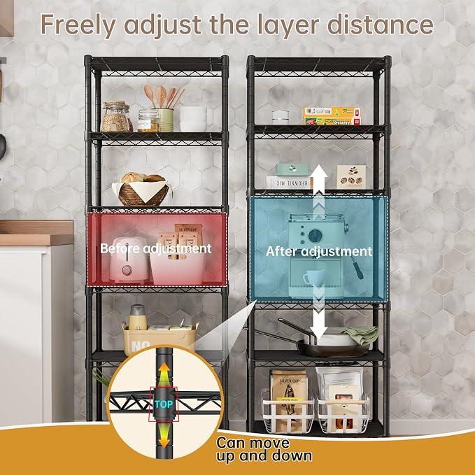 SINGAYE 6 Small Wire Shelves Kitchen Pantry Close Home Organizers and Storage - Image 7
