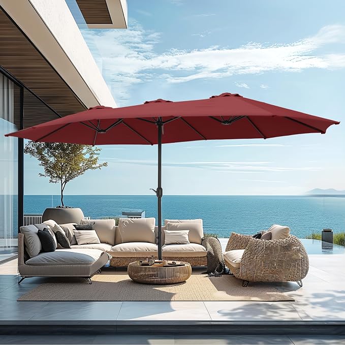 PHI VILLA 15ft Patio Umbrella Double-Sided Outdoor Market Extra Large Umbrella - Image 8