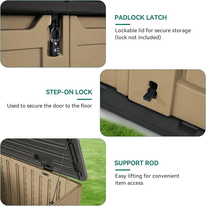 YITAHOME Outdoor Resin Storage Sheds, 39 in Height Lockable Waterproof - Image 4