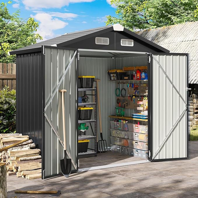 Aoxun 6.2x4 FT Shed Outdoor Galvanized Storage Shed by Aoxun