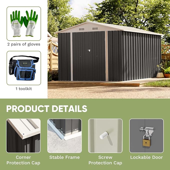 Patiowell 8 x 12 FT Metal Storage Shed - Image 3