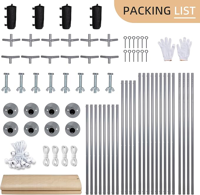 JY QAQA Carport, 10x20 FT Heavy Duty Carport Reinforced Steel Poles - Image 6