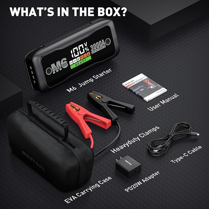 MOSTOOL M6 Car Jump Starter, 3000A Peak 12V Battery Jump Starter Power Pack - Image 7