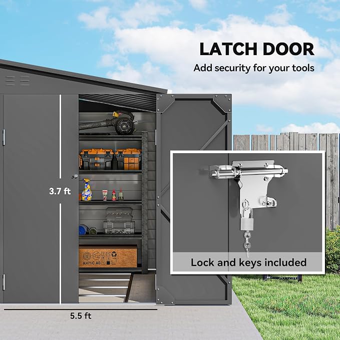 Outsunny 4.6' x 9' Steel Outdoor Storage Shed, Lean to Shed, Metal Tool House - Image 6