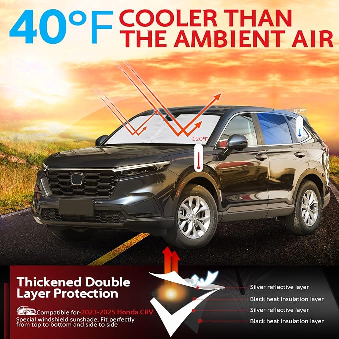 KAYZT Windshield Sun Shade for Honda CRV 2023-2025 2026 CR-V Foldable Sunshade - Image 2