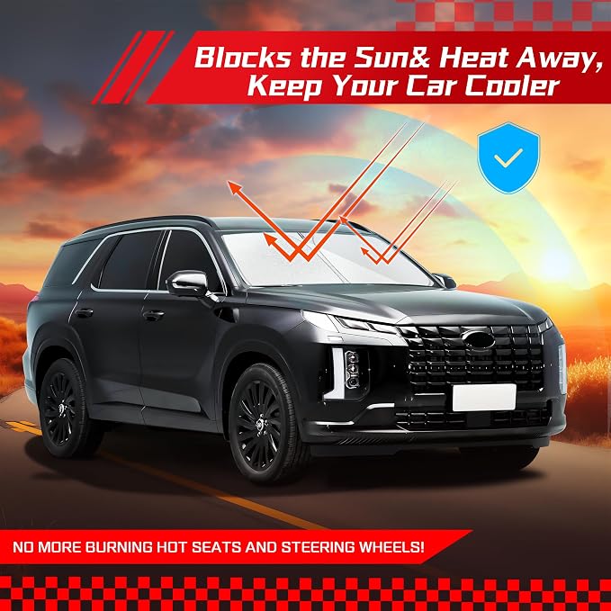 ARISMOTOR Windshield Sun Shade for Hyun-dai Palisade 2020-2025 2026, Custom Fit - Image 7