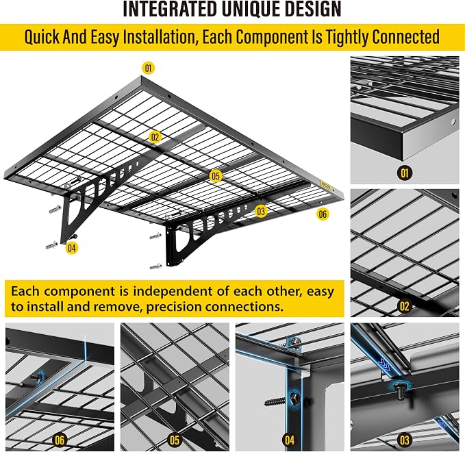 2x3ft 4Pack Wire Shelving Unit Heavy Duty Garage Storage Shelves Wall Mounted - Image 5