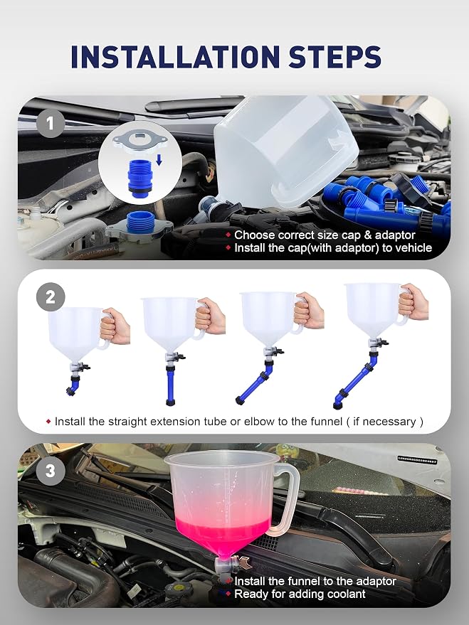 SMART JERRY - Coolant Bleeder Kit, Universal Radiator Burping Funnel, No-Spill - Image 3