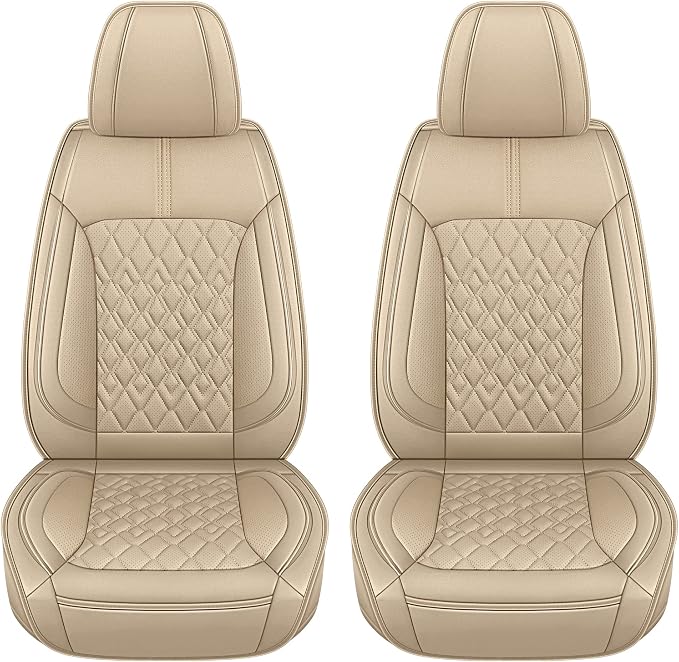 Pariitadin Leather Car Seat Covers Front Pair, Waterproof Breathable Faux - Image 4