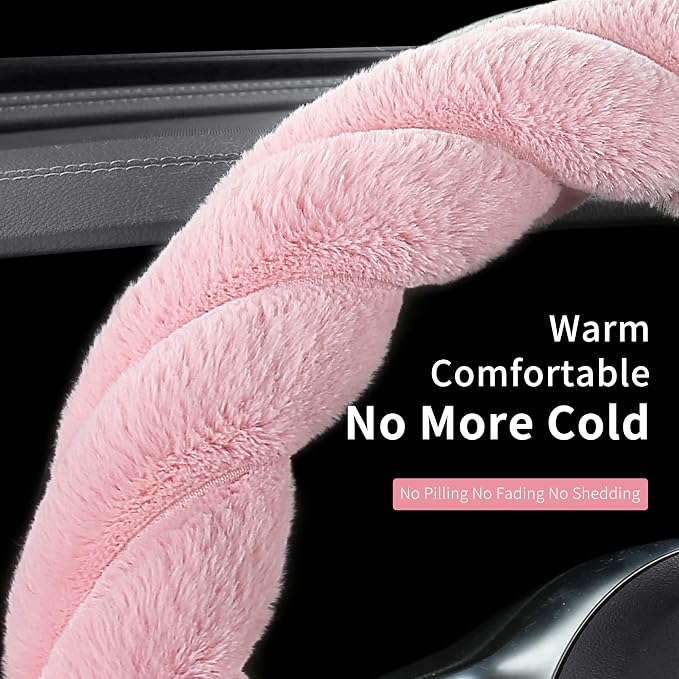 Luxury Fluffy Winter Car Steering Wheel Cover - Image 4