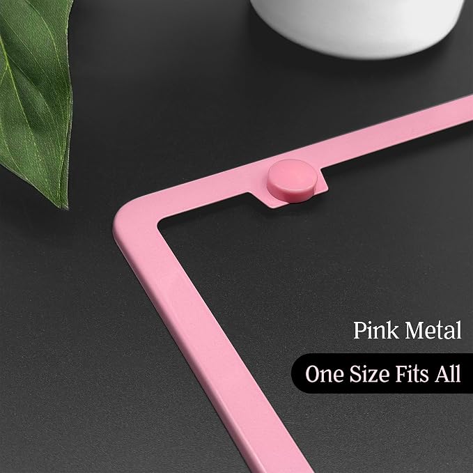 Premium Princess Pink License Plate Frames – 2 Pack, Rust-Free Stainless Steel - Image 2