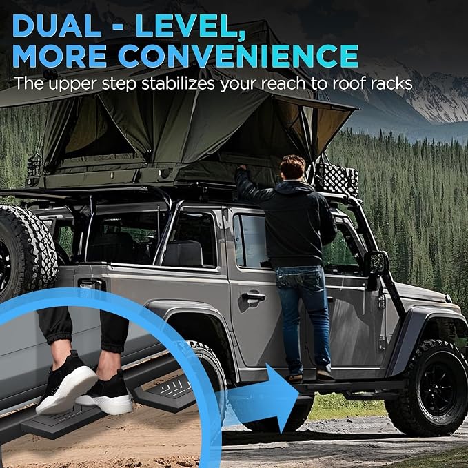 Running Boards Compatible with 2007-2018 Jeep Wrangle JK 4 Doors, Carbon Steel - Image 6