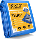 Tarp 10x12 Feet 14 Mil Heavy Duty Waterproof Tarp, Large Multipurpose Cover by Winpull