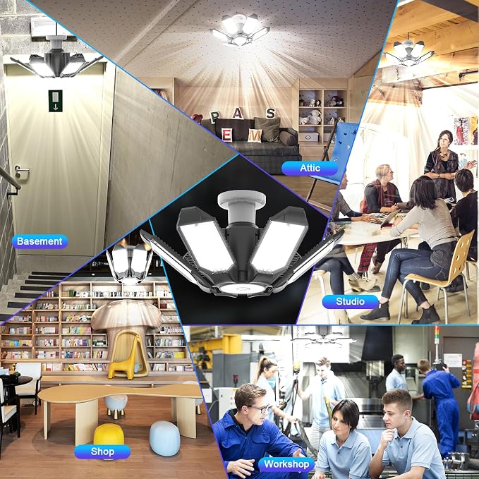 8 Pack 220W Garage Light Ceiling Led Deformable LED Shop Lights - Image 6