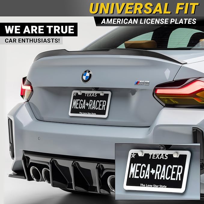 Premium Slim White License Plate Frames – 2 Pack, Rust-Free Stainless Steel - Image 3
