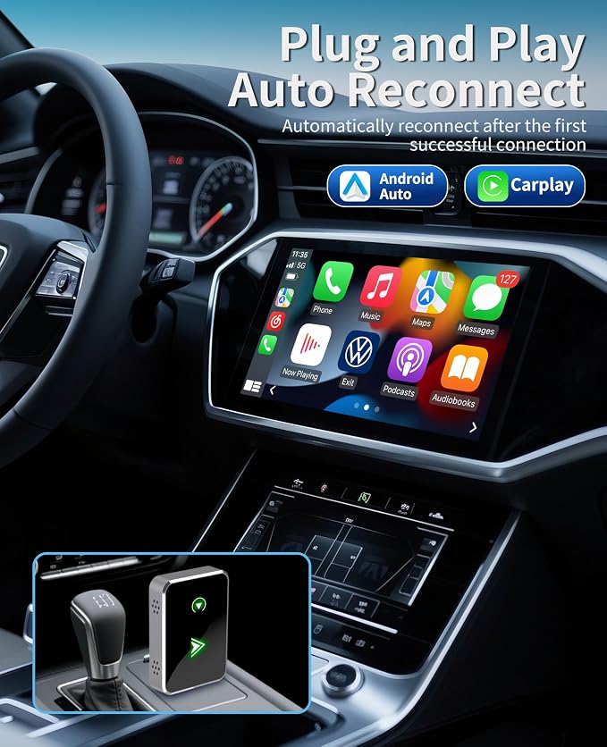 Wireless CarPlay Adapter for IPhone, 2025 Upgrade 2-in-1 CarPlay & Android Auto - Image 3
