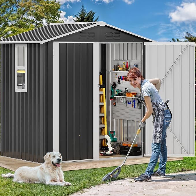 DWVO 6x4ft Metal Outdoor Storage Shed - Image 3