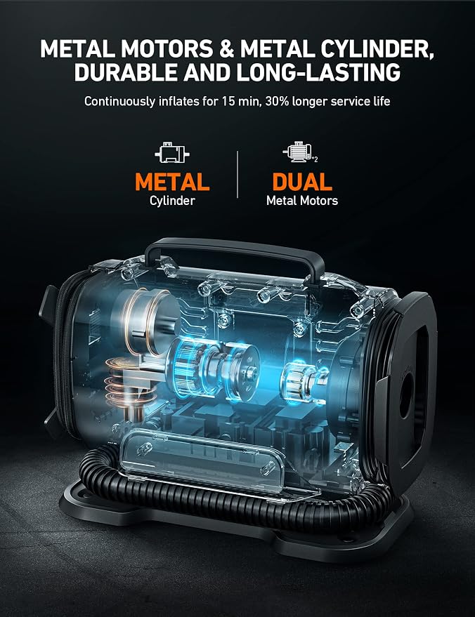 AstroAI Tire Inflator Portable Air Compressor Pump 150PSI 12V DC/110V AC - Image 3