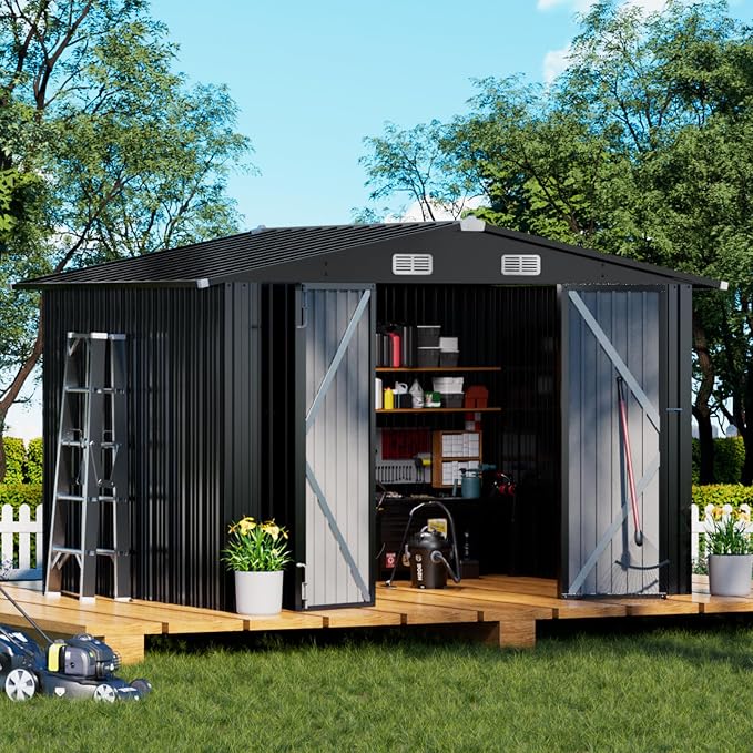 COMHOMA Shed Outdoor Storage Shed Metal, Lockable Doors Tool Sheds by ComHoma