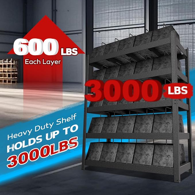 MUPATER 59.84”W × 24.02”D × 71.65”H Heavy Duty Metal Storage Shelves, 3000 LBS - Image 5