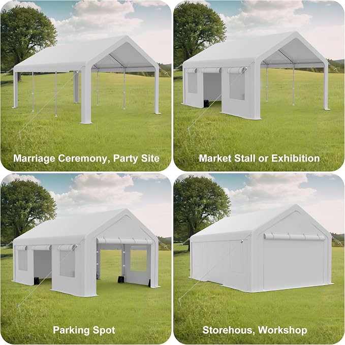 10x20ft Carport Heavy Duty, Portable Garage - Image 2