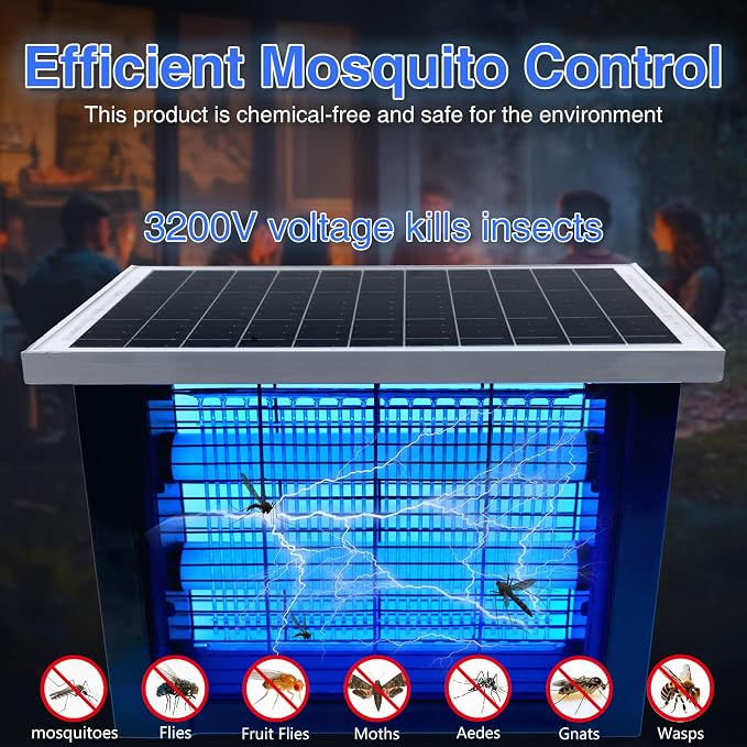 Solar Bug Zapper Outdoor for 2000 sq.ft, Portable Mosquito Zapper - Image 3