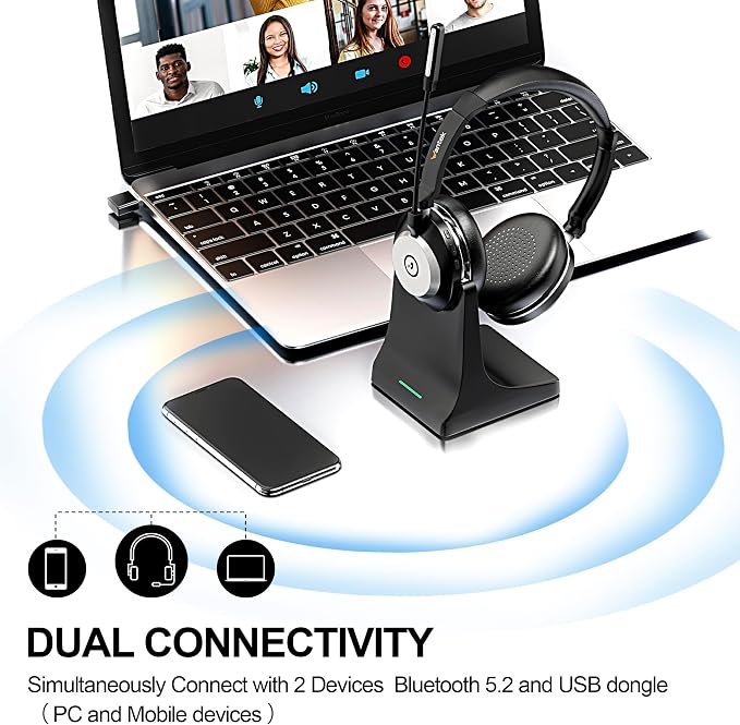 Wantek Wireless Headset with Mic - Image 2